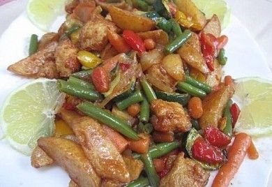 pollo con verduras al limon